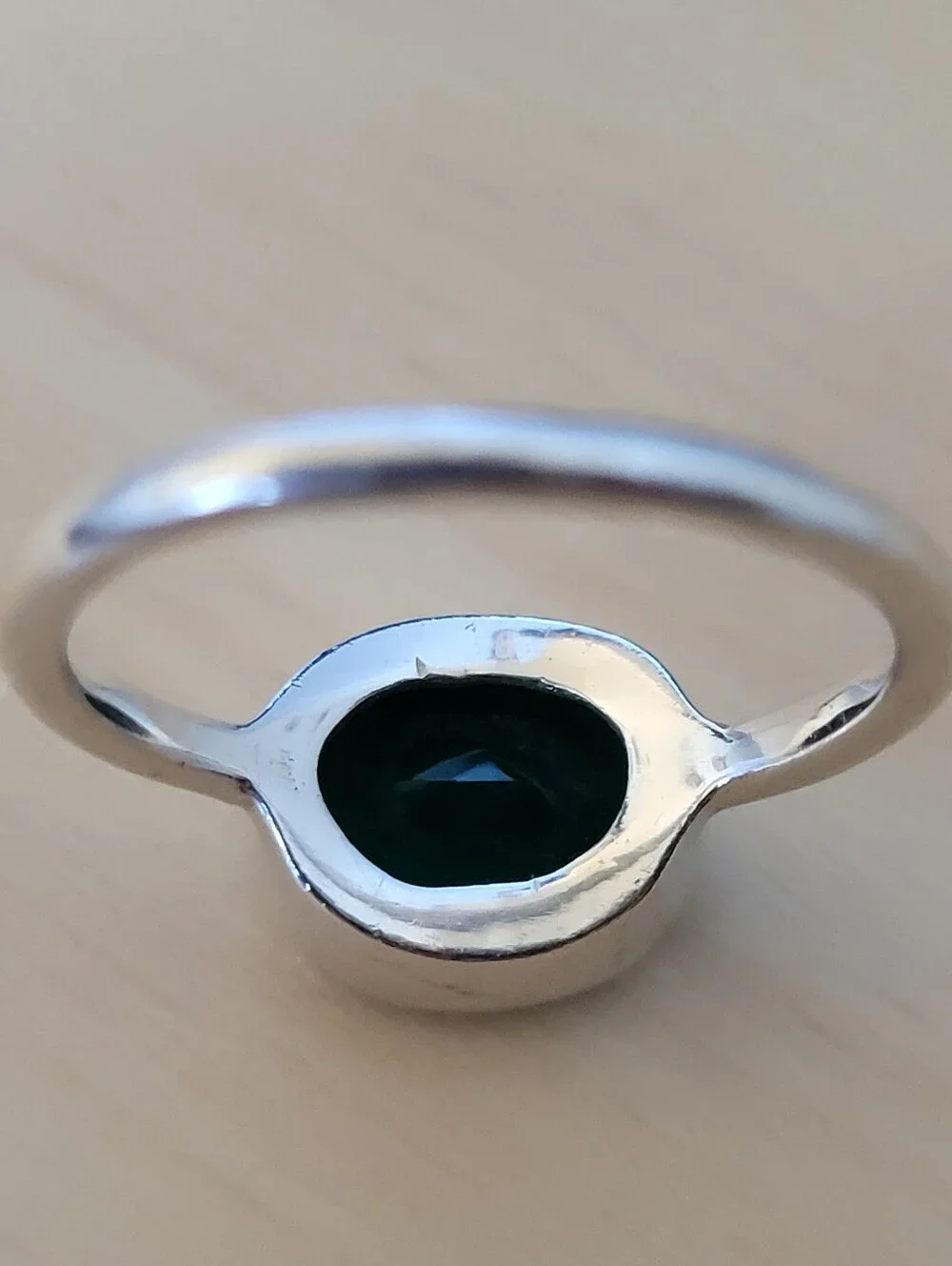 Green Onyx/Sterling Silver Ring, Size 7.5